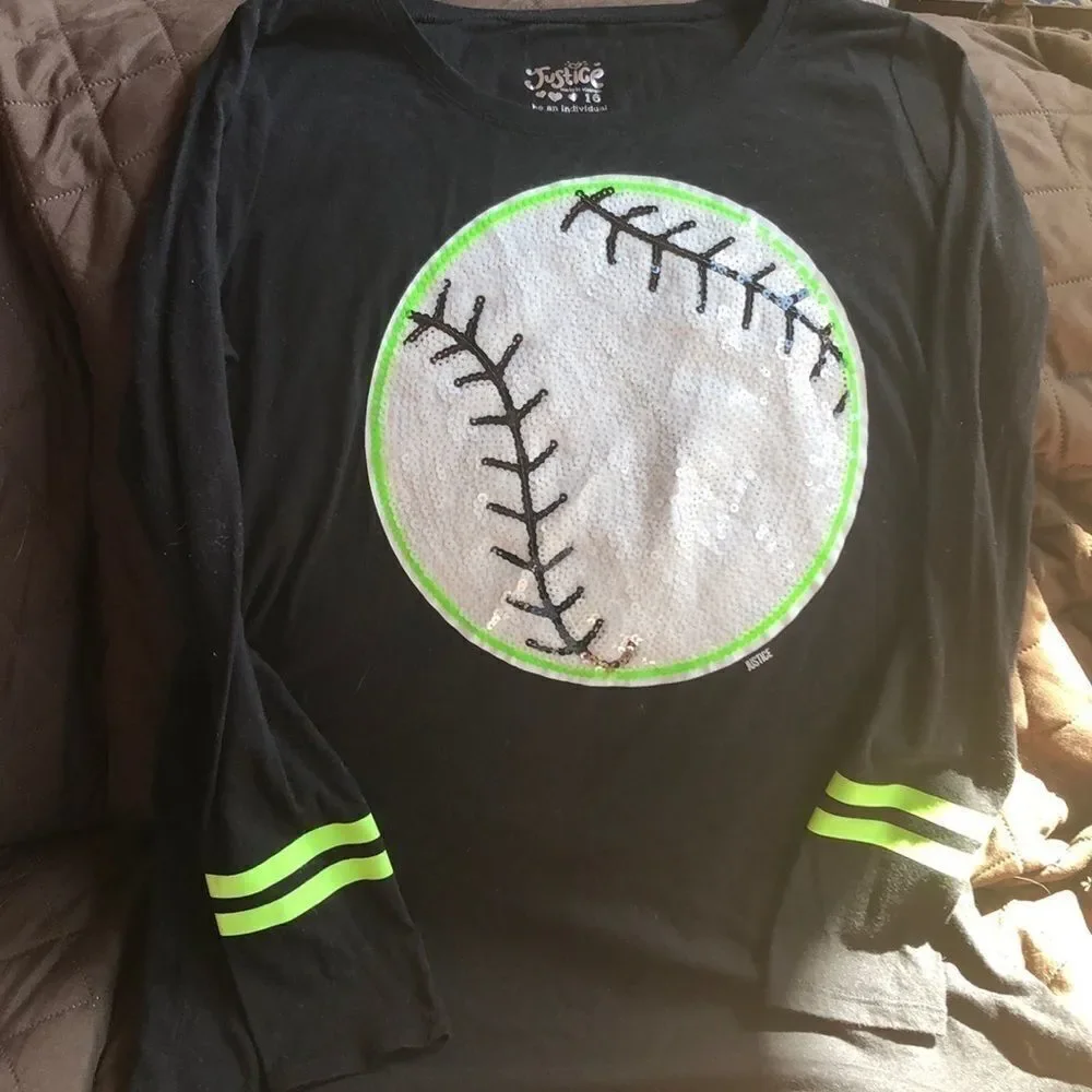 Girls size 16 Justice long sleeve softball shirt
